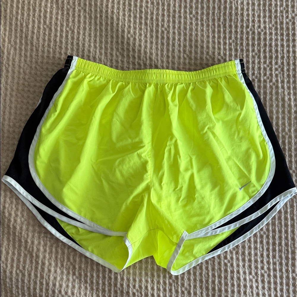 Nike Women's Bright Yellow and Black Athletic Shorts